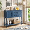 Console Table with 2 Drawers and 2 Door Cabinets and Bottom Storage Shelf-Blue - Gallery View 1 of 10