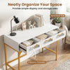 Console table with spacious top and three roomy drawers, featuring LED lighting and charging station for living room.