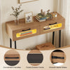 Console table with LED lights, featuring fluted drawer fronts, two large drawers, and an open shelf for stylish storage.