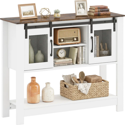 Costway Farmhouse Console Table Sliding Barn Doors Storage Cabinets 46421744 New