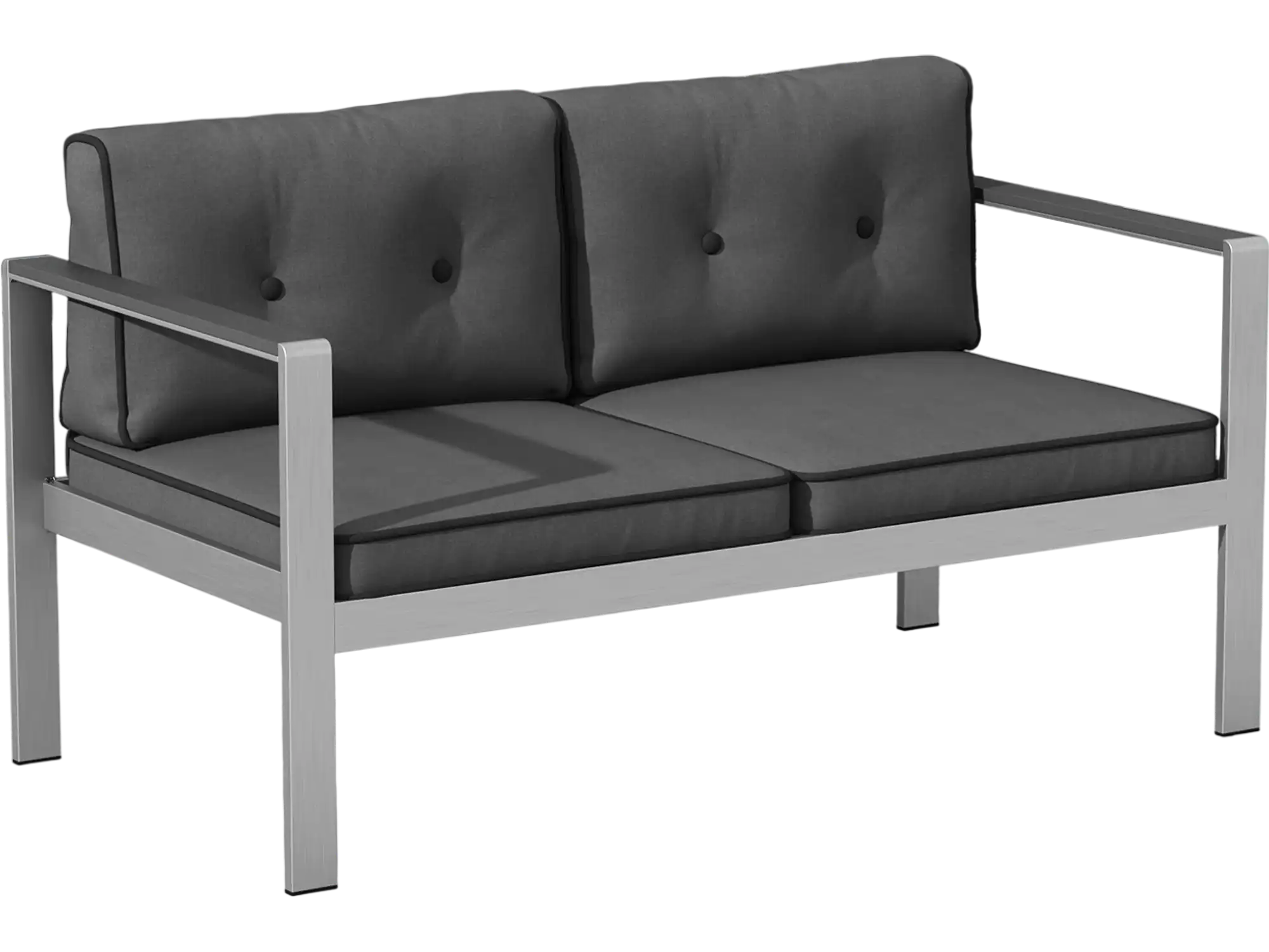 Costway 2-Person Patio Aluminum Sofa Chair WPC Armrests 71398546 New