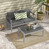 Contemporary 2-person sofa chair with WPC armrests and a stylish coffee table, perfect for outdoor gatherings on the.
