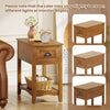 Compact chairside end table in yellow with drawer and shelf, perfect for living room or bedroom storage and decor.
