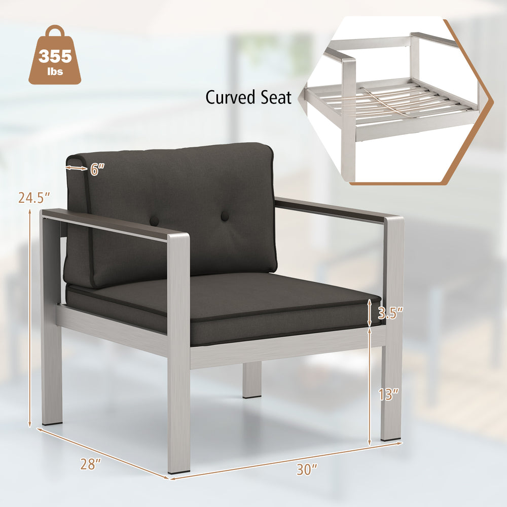 Contemporary gray sofa chair with WPC armrests, ergonomic design, and soft cushions for comfort in modern spaces.