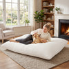 Convertible bean bag floor sofa in beige with a corduroy cover, perfect for reading, gaming, or napping at home.