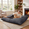 Convertible Bean Bag Floor Sofa with Machine-washable Corduroy Cover-Dark Gray - Gallery View 1 of 10