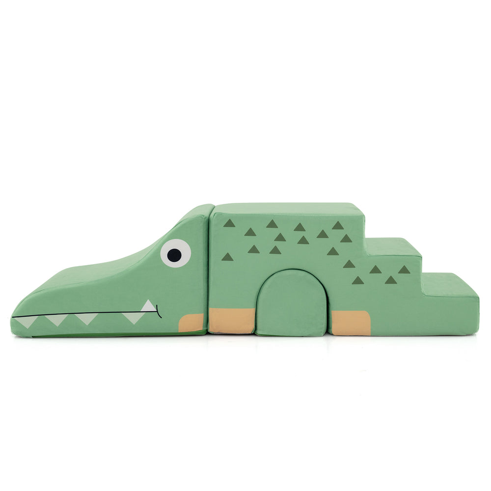Convertible Kids Play Couch Sofa with Removable Velvet Covers-Green - Gallery View 1 of 1