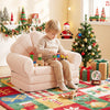 Convertible kids sofa in beige, featuring a cozy design with armrests, perfect for lounging and playtime activities.
