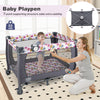 4-in-1 Convertible Portable Baby Playard Newborn Napper with Music and Toys-Pink - Gallery View 1 of 11