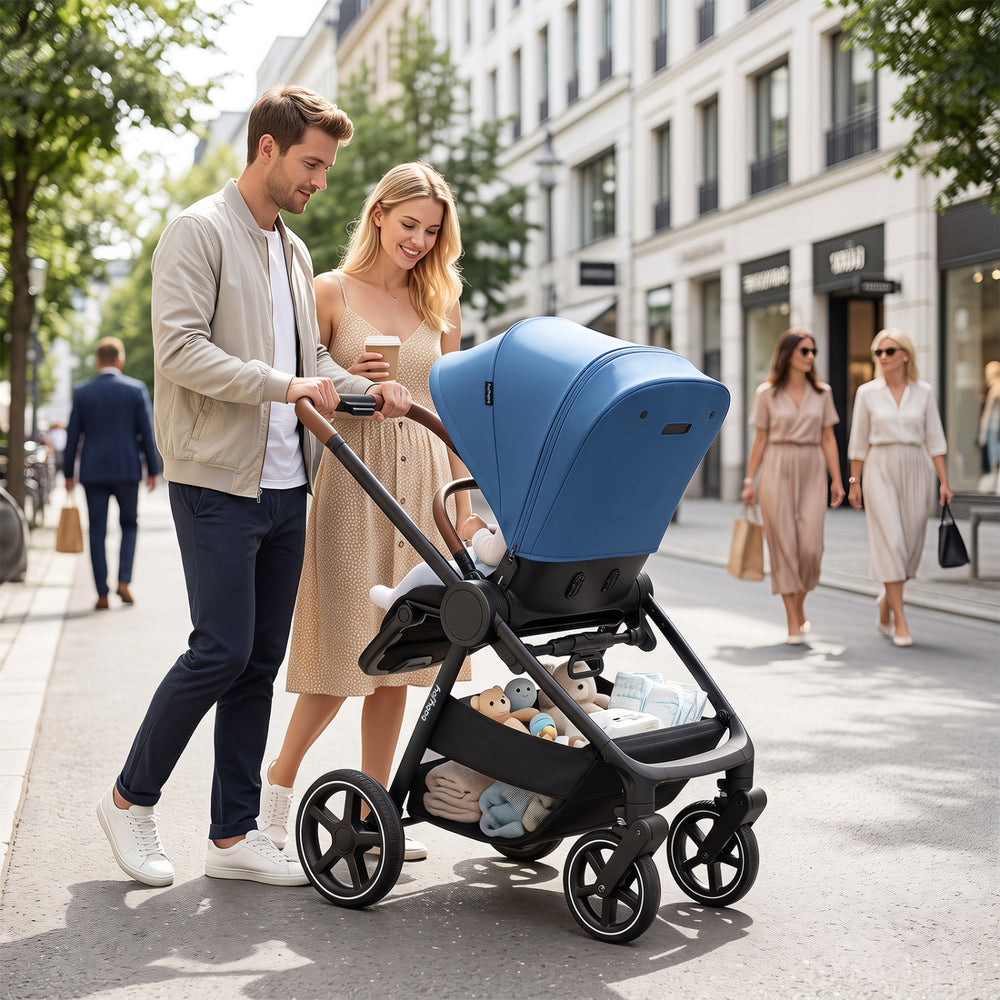 Convertible Travel Baby Stroller with Car Seat Adapters-Blue - Gallery View 1 of 10