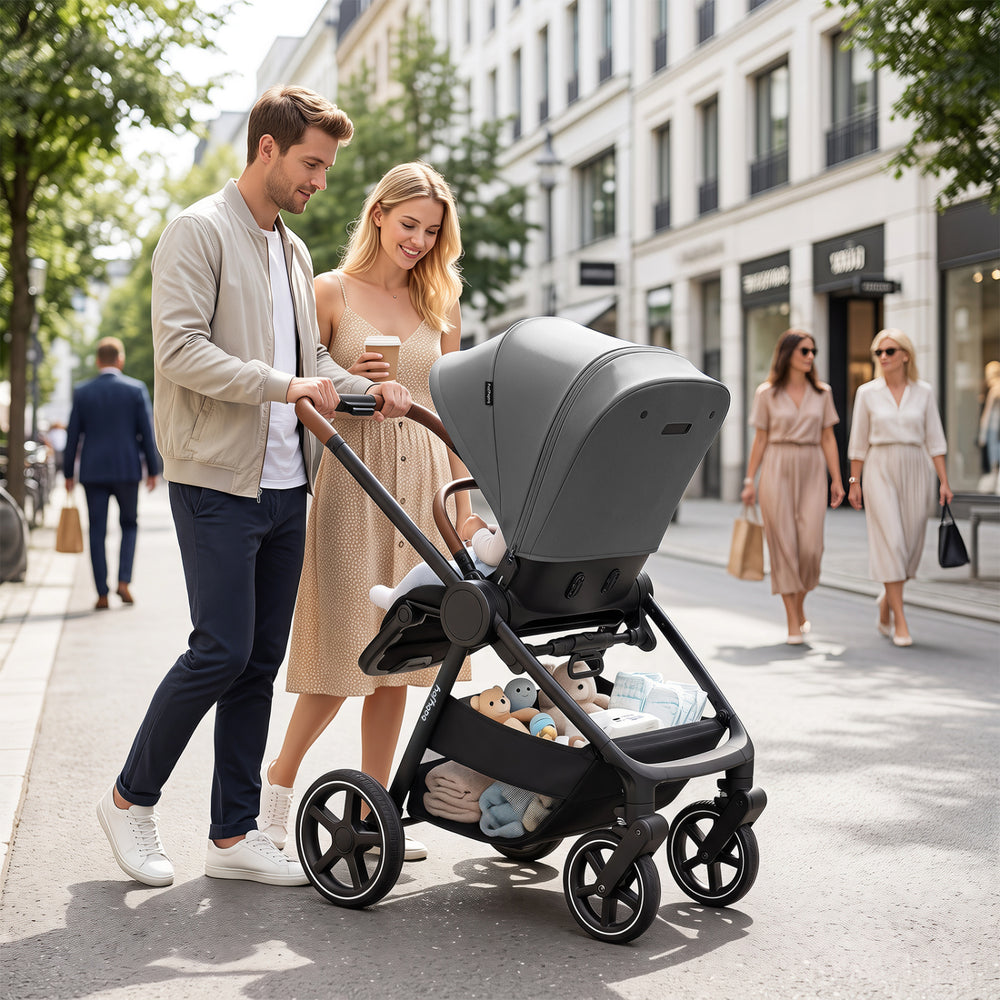 Convertible Travel Baby Stroller with Car Seat Adapters-Gray - Gallery View 1 of 10