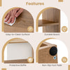 Close-up of the Convex Bookshelf's easy-to-clean surface and durable board, featuring protective baffle and non-slip.