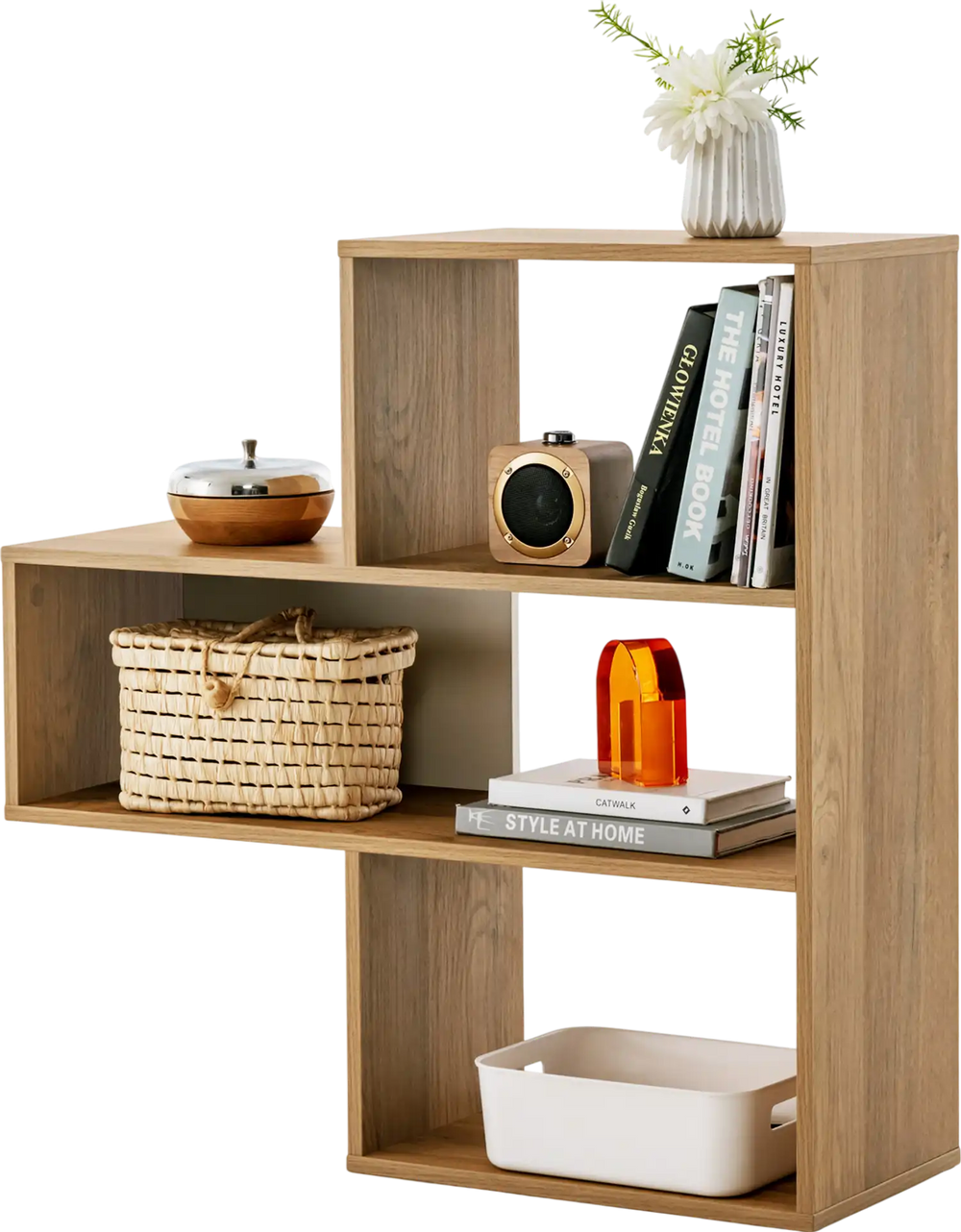 Convex Bookshelf 3-Shelf Open Bookcase Room Organizer with Anti-Toppling Device