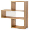 Geometric Convex Bookshelf with 3 open shelves, durable wood, and anti-toppling device for versatile home organization.