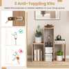 Convex bookshelf with 3 open shelves and anti-toppling devices, ideal for living room or office organization.