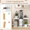 Convex bookshelf in white features 3 open shelves, anti-toppling devices, and a geometric design for versatile storage.