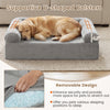 Cooling gel memory foam dog bed with U-shaped bolsters in light gray, offering comfort and support for medium dogs.