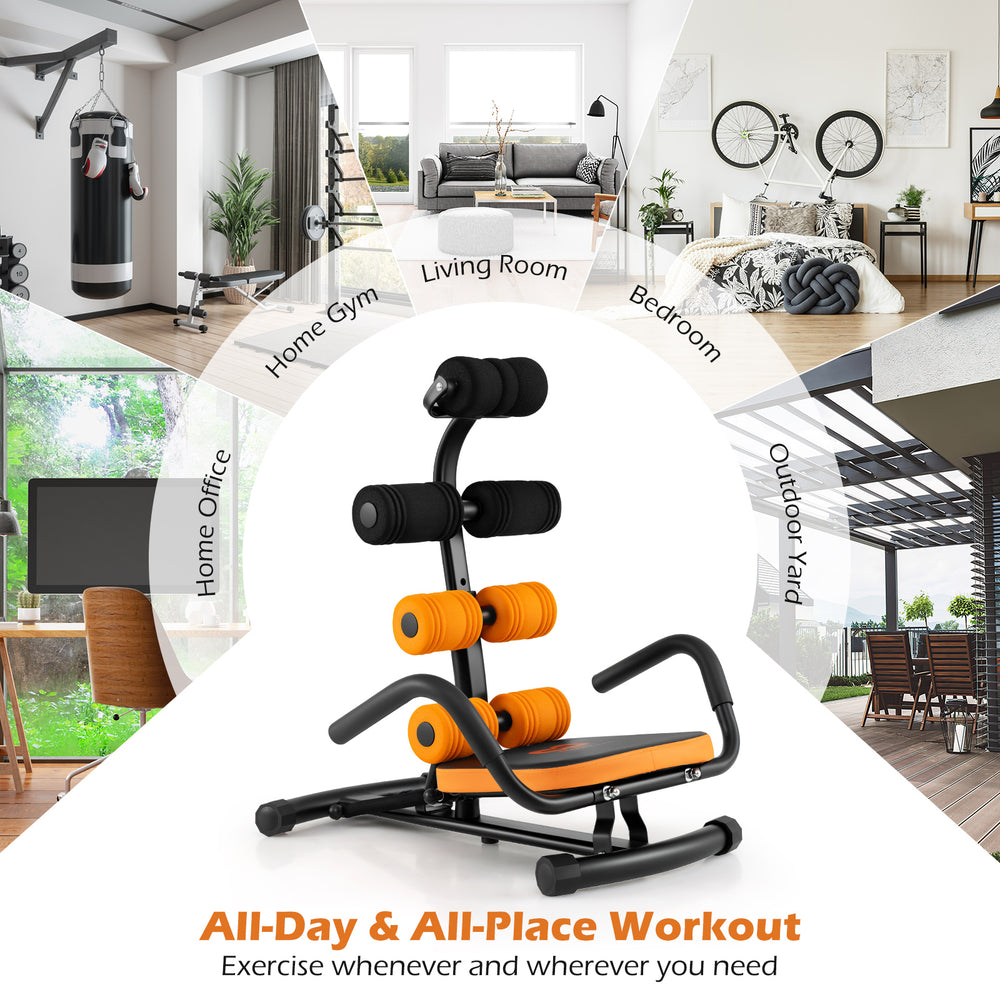 Core Fitness Abdominal Trainer with rotatable seat cushions and soft rollers for strain-free core workouts at home or.