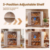 Corner bread box with adjustable shelf, made of 100% bamboo, ideal for various bread heights and corner spaces.