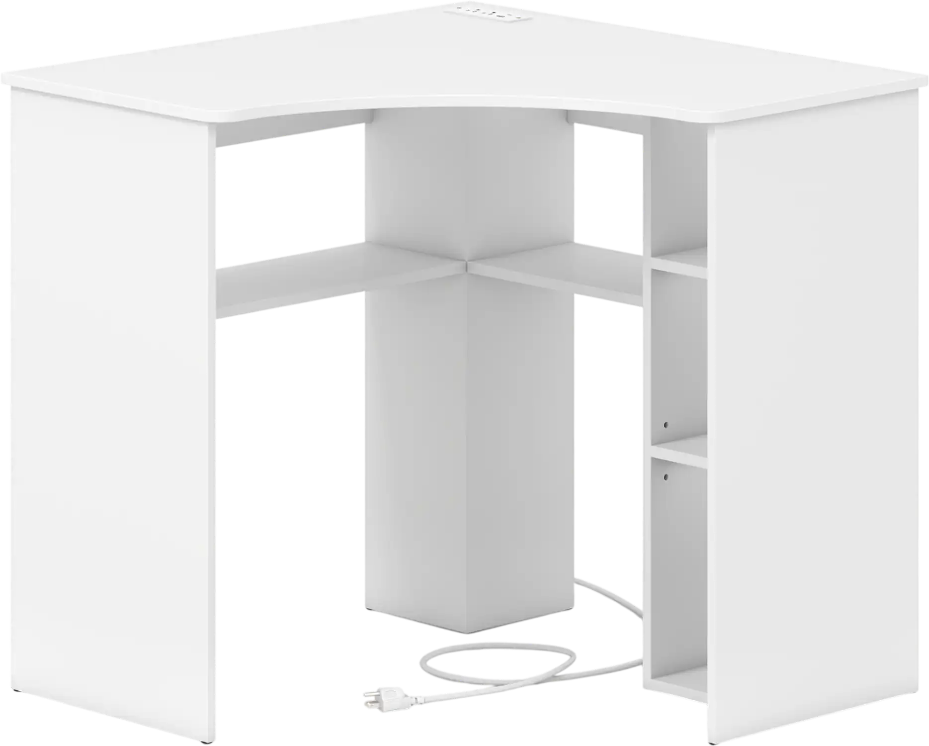 Costway Corner Computer Desk Triangle Home Office Desk Adjustable Shelf Arc-Shaped Profile 42167358 New