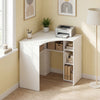 Corner Computer Desk Triangle Home Office Desk with Adjustable Shelf and Arc-Shaped Profile-White - Gallery View 1 of 10
