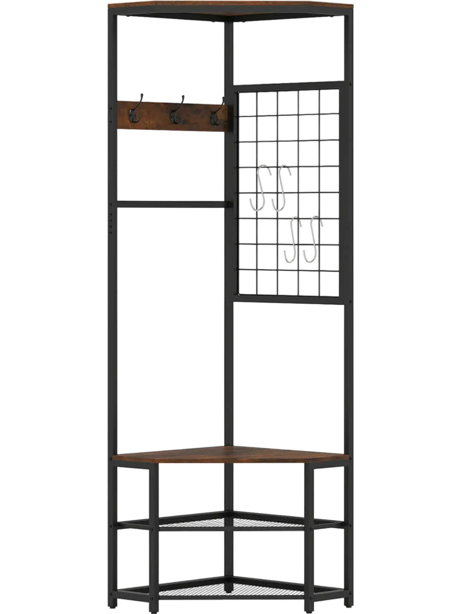 Costway Corner Hall Tree Coat Rack Storage Shelves Removable Hooks 26632656 New