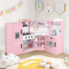 Corner Kids Play Kitchen with Washing Machine and Ice Maker Gift for Boys Girls-Pink - Gallery View 1 of 11