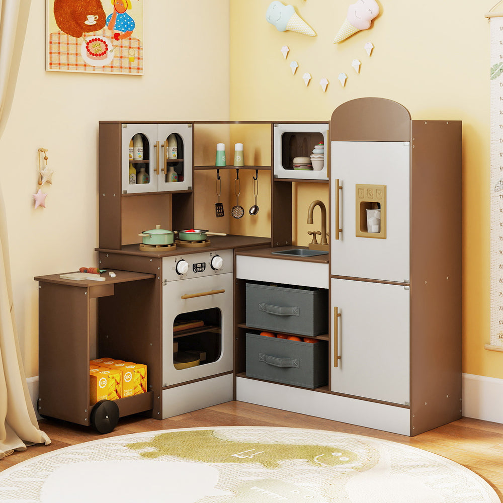 Corner Kitchen with Lights and Sounds for Kids Ages 3+-Coffee - Gallery View 1 of 11