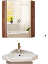 Corner medicine cabinet with mirror door, brown finish, adjustable shelf, ideal for small spaces and daily grooming.