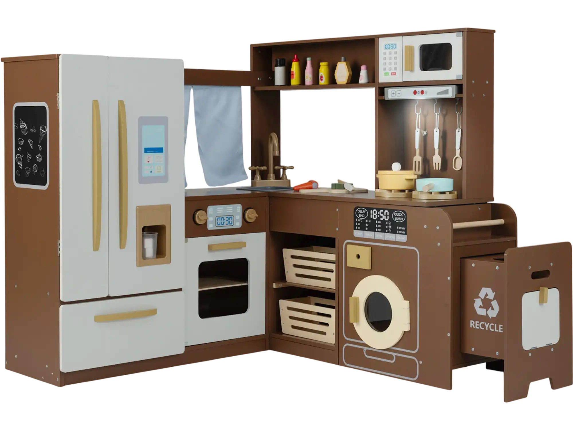 Costway Corner Play Kitchen Lights Sounds Ages 3+ 27624664 New