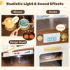 Interactive corner play kitchen features realistic lights and sounds, rotary knobs, and a double-door fridge for.