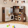 Corner Play Kitchen with Lights and Sounds for Ages 3+-Brown - Gallery View 1 of 11