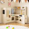 Corner Play Kitchen with Lights and Sounds for Ages 3+-Beige - Gallery View 1 of 11