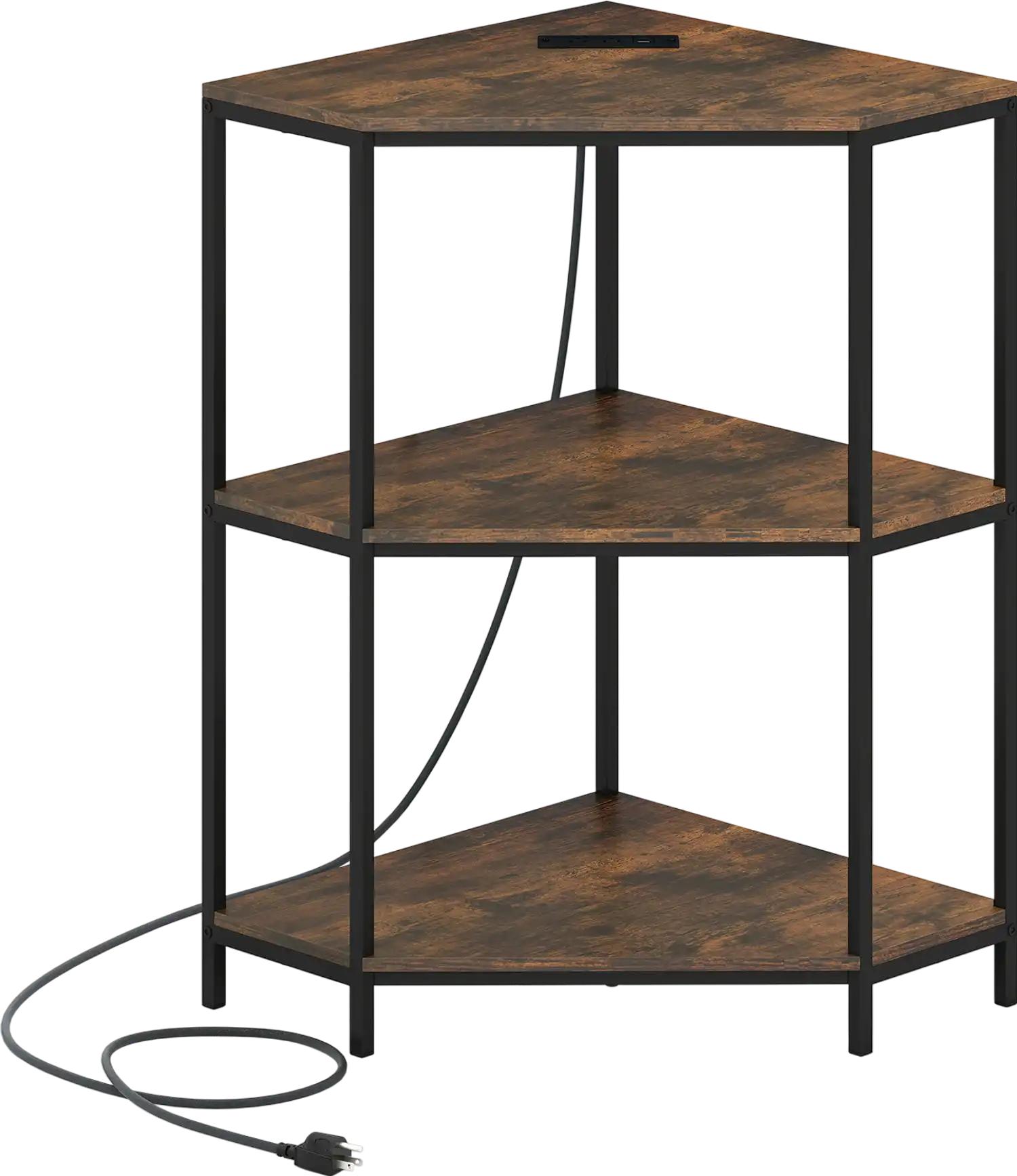Costway 3-Tier Corner Printer Stand Shelf with Charging Station Metal Frame 83217657 New