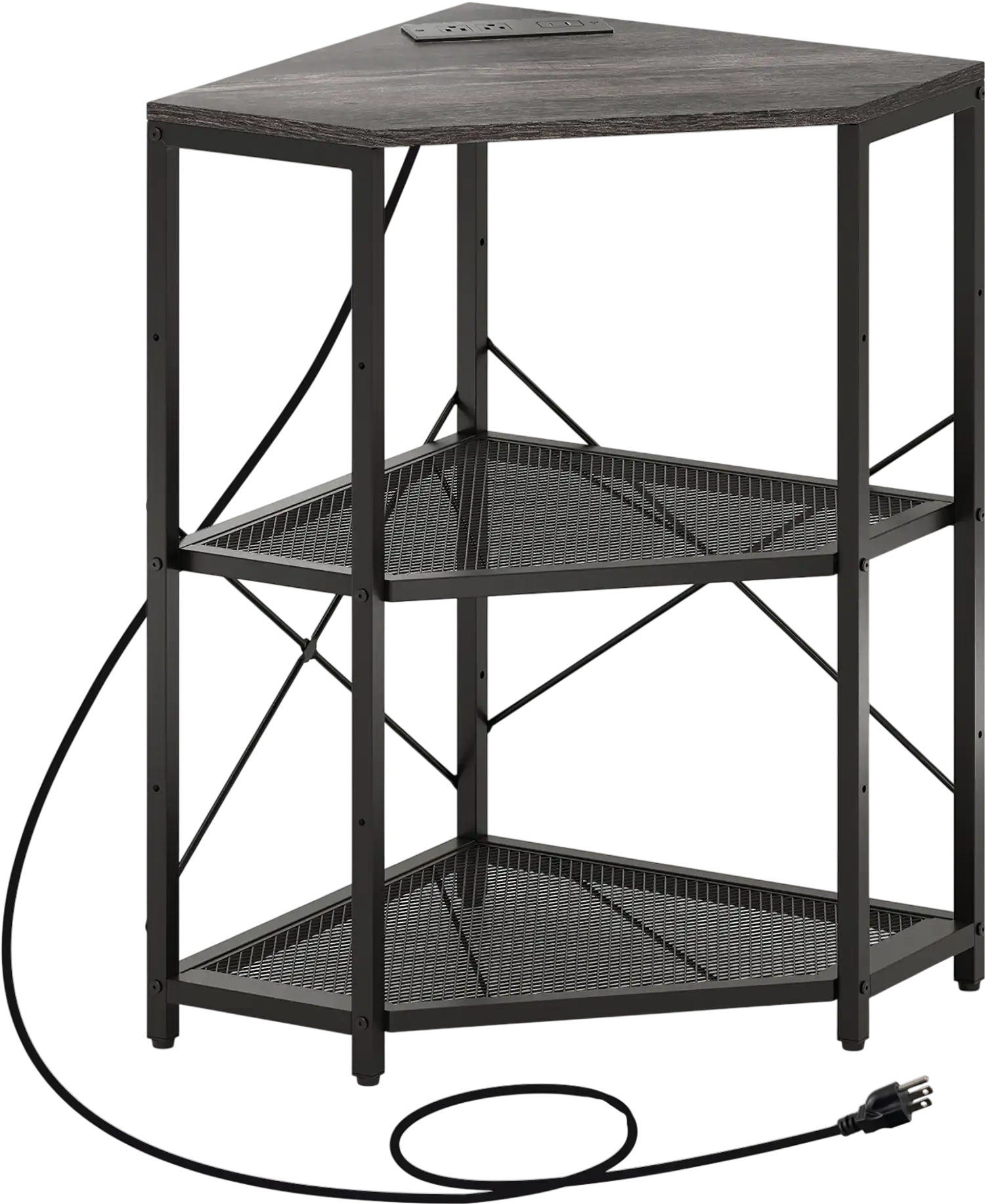 Costway Corner Printer Stand Power Outlet 3-Tier Storage Rack Adjustable Shelf 581762943 New