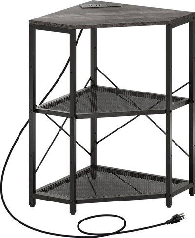 Costway Corner Printer Stand Power Outlet 3-Tier Adjustable Shelf 581762943 New