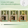 Corner vanity desk featuring a lighted mirror with 3-color LED lights and adjustable brightness for versatile lighting.