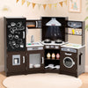 Corner Wooden Play Kitchen with Lights and Sounds Large Pretend Play Kitchen Set-Espresso - Gallery View 1 of 9