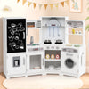Corner Wooden Play Kitchen with Lights and Sounds Large Pretend Play Kitchen Set-White - Gallery View 1 of 9