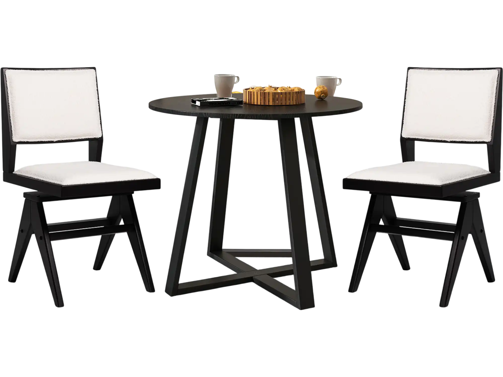 Costway Swivel Wooden Dining Chairs Set of 2 Black 36978412 New