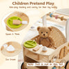 Wooden baby walker with storage, ice cream, spoon, and plate for pretend play, designed for toddlers aged 1+.