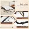 Folding bed frame with memory foam mattress, heavy-duty metal construction, supports 485 lbs, ideal for guest rooms.