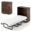 Murphy bed with wheels and foldable cot, featuring a 4" mattress and compact storage cabinet design for small spaces.
