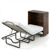 Murphy bed with wheels in a compact design, featuring a 4" thick mattress and reinforced metal frame for small spaces.