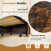 Cot size Murphy bed in rustic brown with dual handles and lockable wheels for easy mobility and stability.