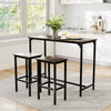 Counter-height dining table with two bar stools in gray, perfect for small spaces and versatile dining use.