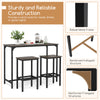 Counter-height dining table with 2 bar stools in gray, featuring a robust metal frame and H-shaped structure for.
