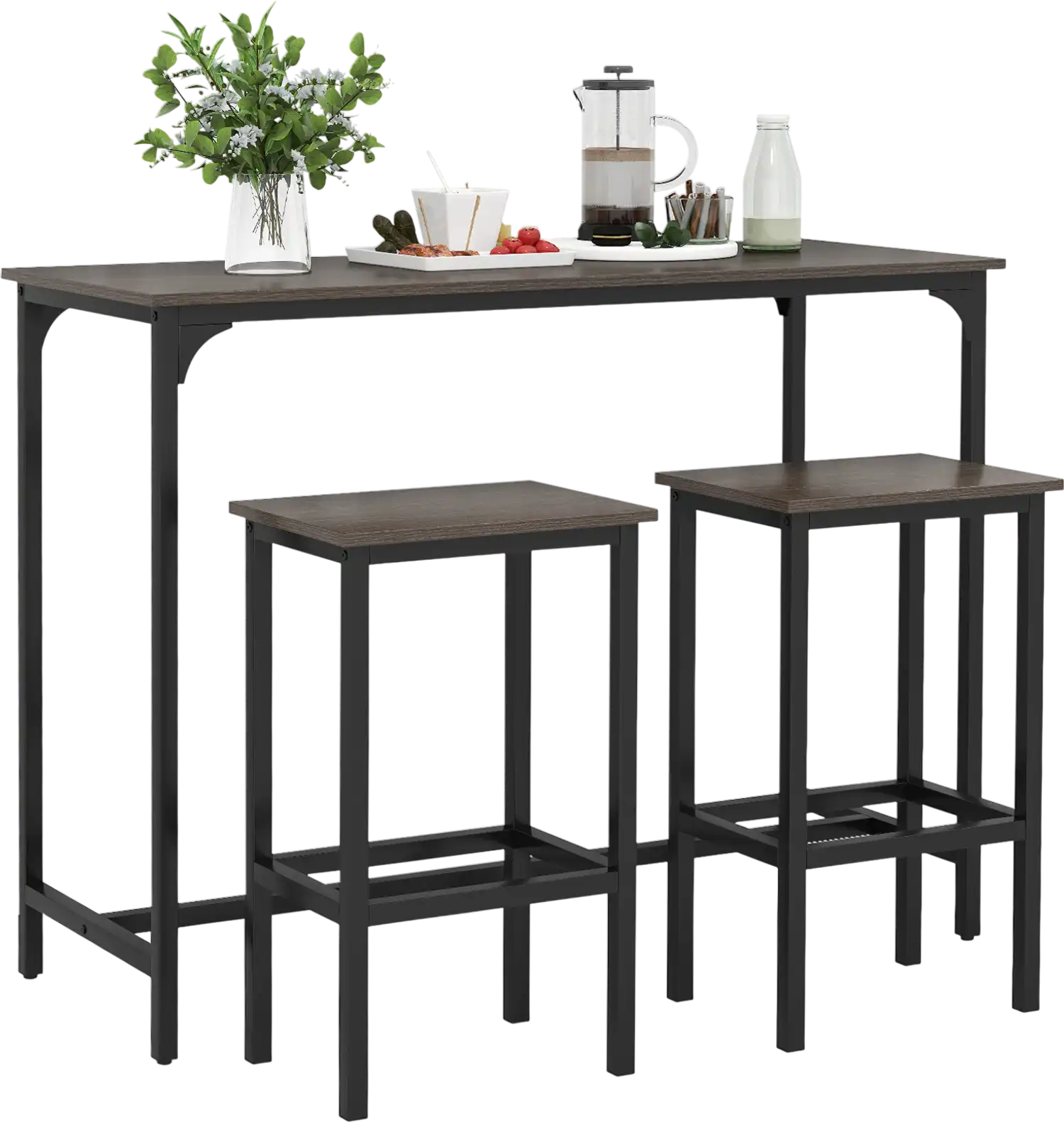 Costway 3-Piece Industrial Counter-Height Dining Table & 2 Bar Stools Set 47.5