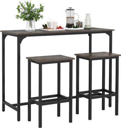 Costway 3-Piece Industrial Counter-Height Dining Set Table & 2 Bar Stools 241937658 New