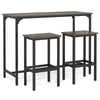 Industrial 3-piece counter-height dining set with gray tabletop and black metal frame, ideal for small spaces.
